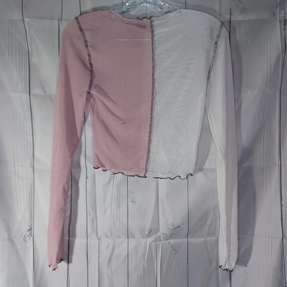 Just Polly cropped pink and white sheer top - Picture 5 of 5